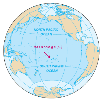 Rarotonga auf der Weltkarte