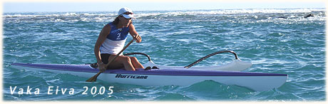 Vaka Eiva 2005 outrigger canoe paddling / above Serena Hunter / photo: Archi